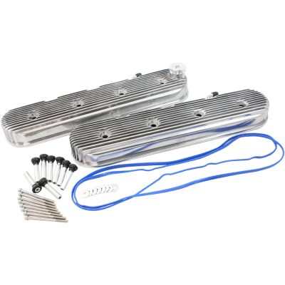 AeroFlow=GM LS Retro Finned Valve Cover Set Polished Finish Suit GM LS Series Engines