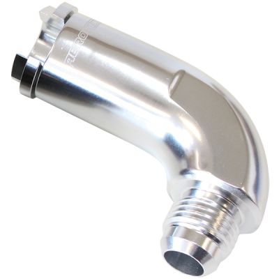 AeroFlow=90° Push-On EFI Fuel Fitting 5/16" return side to -6AN Silver