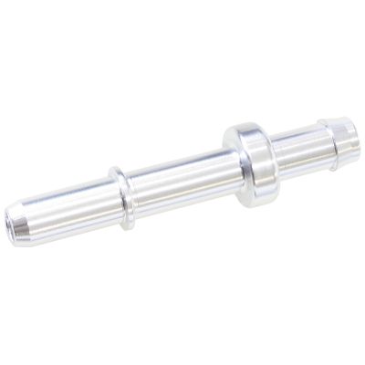 AeroFlow=Push-In to Barb EFI Fuel Fitting 8mm 5/16" Barb to male hard tube Silver
