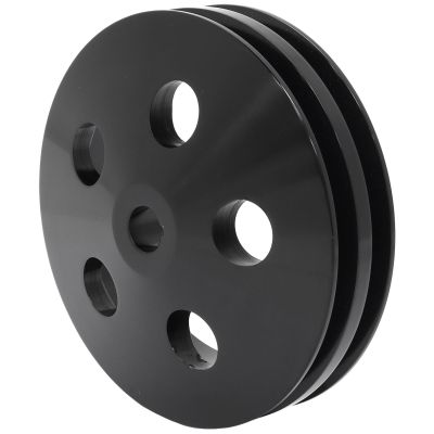 AeroFlow=Power Steering Pump Pulley with Double Groove - Black Finish Suits GM
