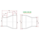 AeroFlow=Straight Reducer Cast Pipe Natural Finish 3" (76mm) to 2" (51mm)