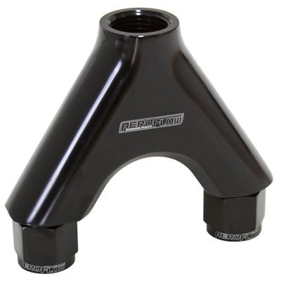 AEROFLOW = Billet Y-Block with Female Flare Black Finish 2 x -8AN Female