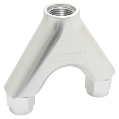 AEROFLOW = Billet Y-Block with Female Flare Silver Finish 2 x -8AN Female 1 x -10AN Male