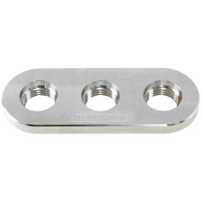 AeroFlow=Weld-In Alloy Plate with 3 x -6 ORB Female Ports