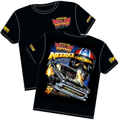 Aeroflow='Nitro Express' 57 Chev Outlaw Nitro Funny Car T-Shirt