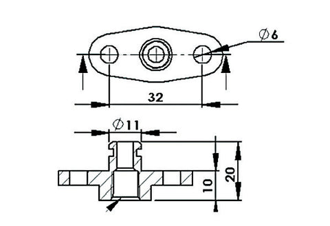 AEROFLOW = Fuel Rail Adapter (Raw) Suit Subaru Nissan, Mazda with 32.5mm Centres