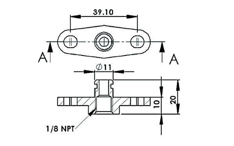 AEROFLOW = Fuel Rail Adapter (Red) Suit Toyota Subaru with 40mm Centres