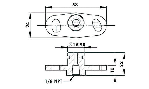 AEROFLOW =Fuel Rail Adapter (Blue) Suit Mitsubishi 16mm Seal & 37-40mm Centres