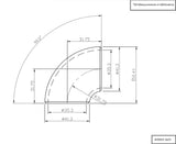 AeroFlow=1-3/8" (35mm) Steam Pipe Tube 90 Degree Bend 1.0D Radius 1/8"
