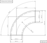 AeroFlow=1-3/8" (35mm) Steam Pipe Tube 90 Degree Bend 2.0D Radius 1/8"