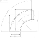 AeroFlow=1-5/8" (41mm) Steam Pipe Tube 90 Degree Bend 2.0D Radius