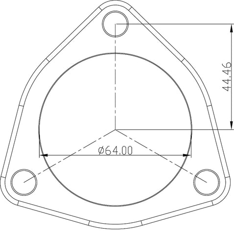 AeroFlow=3-Bolt Stainless Steel Flange 2-1/2" (63.5mm) I.D x 3/8" (9.52mm) Thick