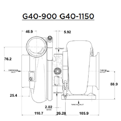 Garrett=G40-1150 Turbo Charger 0.85a/r 71mm / 77mm T4 T/E V-Band