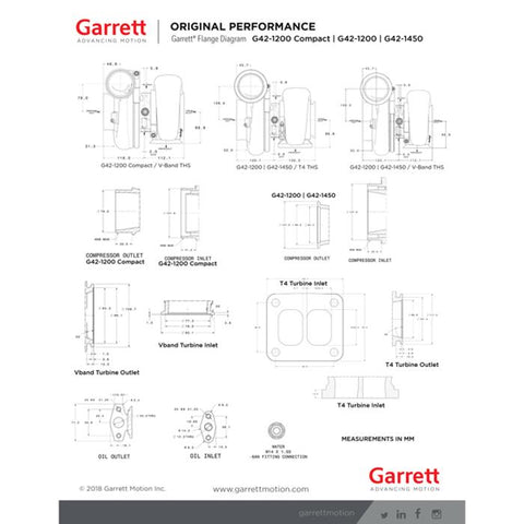 Garrett=G42-1200 Turbo Charger 1.28a/r 73mm/75mm T4 T/E V-Band