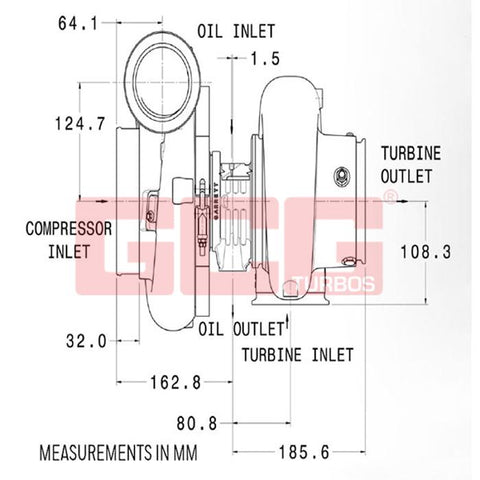 Garrett=Turbine Housing 1.24a/r EWG GT55R S-E V-B S-Steel (NON SFI) Long