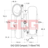 Garrett=G42-1200 Turbo Charger 1.01a/r 73mm /75mm V-Band V-Band