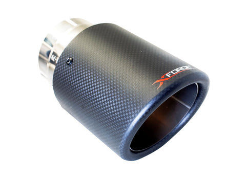 X FORCE VW Golf GTI MK6 & MK7 4" Angle Cut Stainless Exhaust Tips (Carbon Fibre)