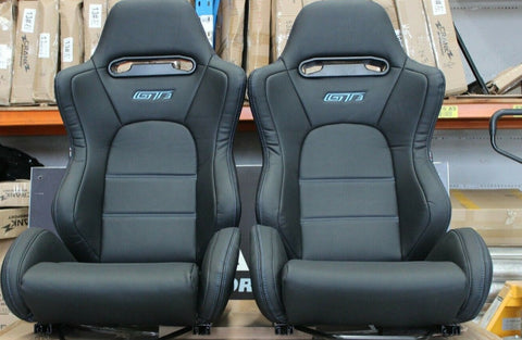 GT3 Style Reclinable Seat in Ultra Hard Wearing PVC Vinyl - Blue Stitching